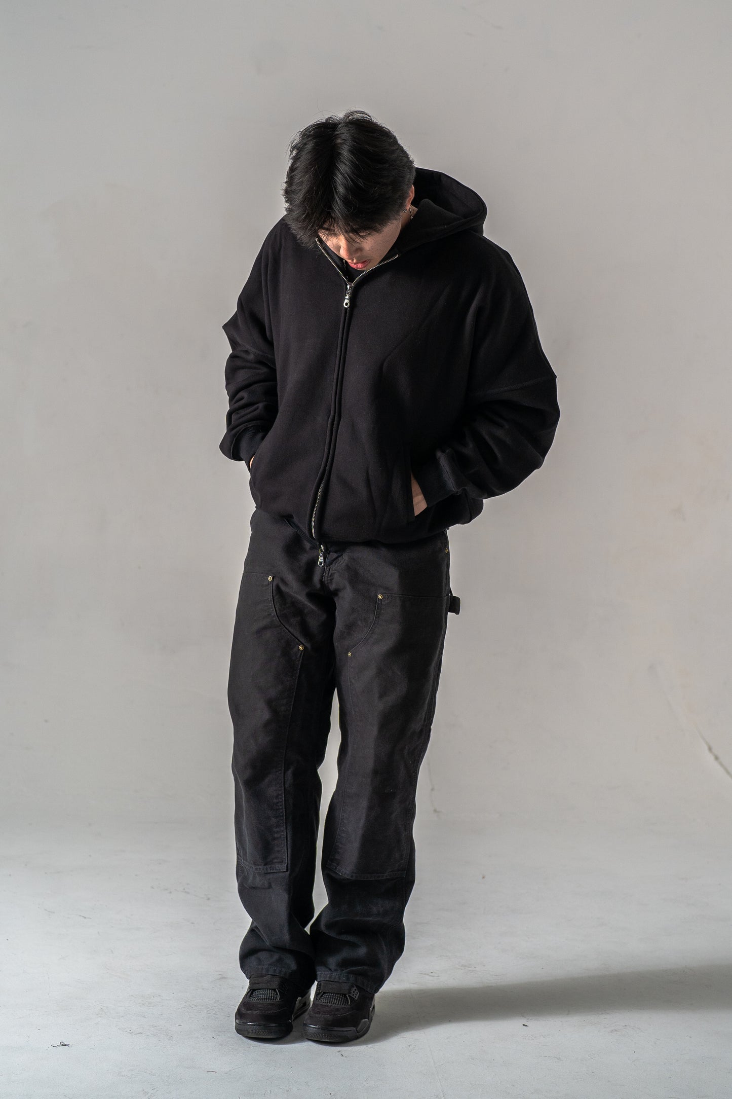 Black Oversized Zip-Up Hoodie