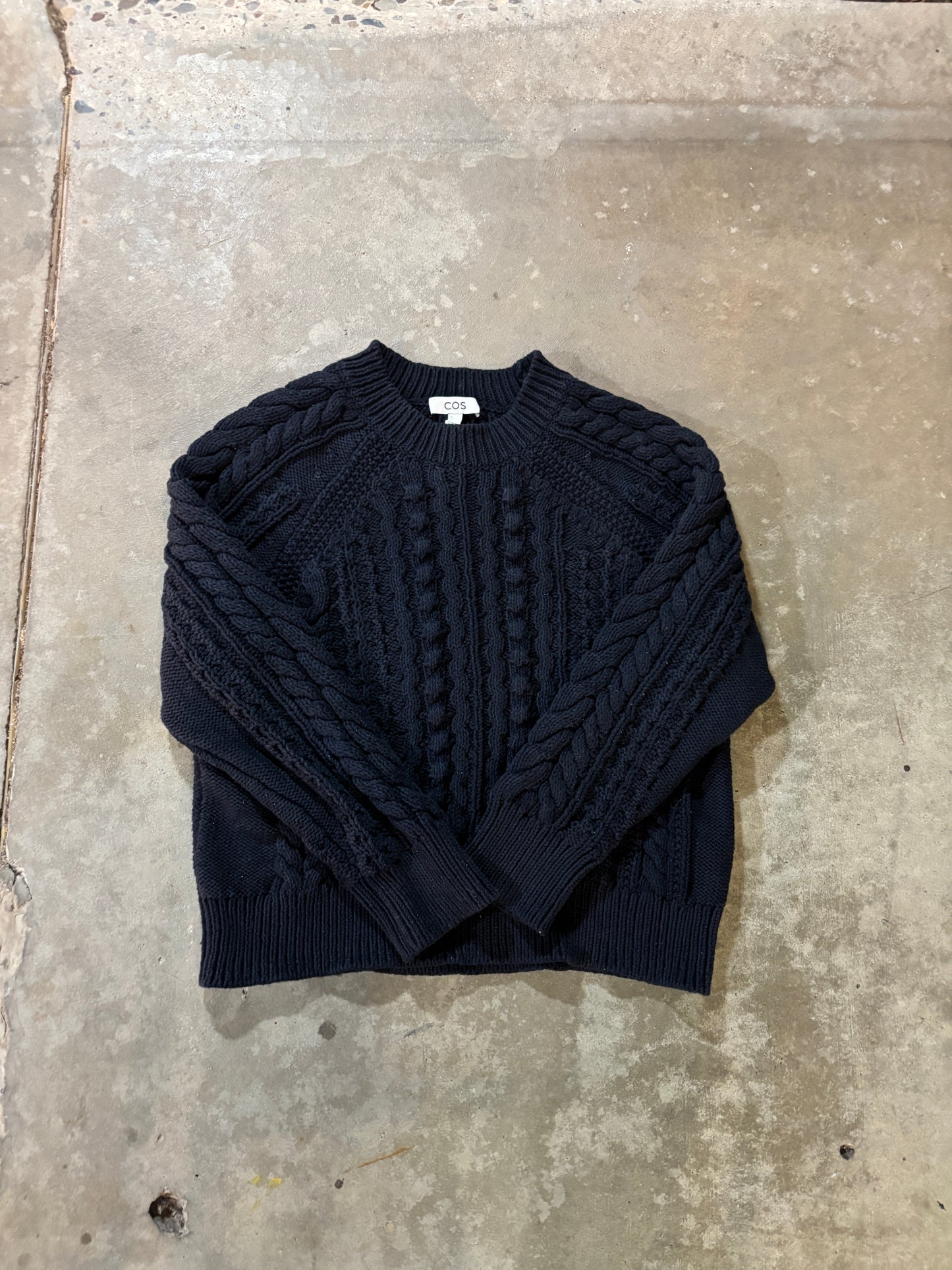 COS Navy Cableknit Sweater - Fits Size M