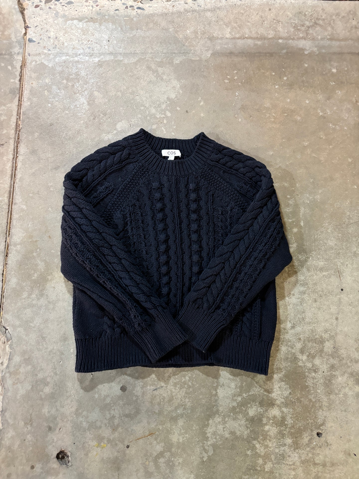 COS Navy Cableknit Sweater - Fits Size M