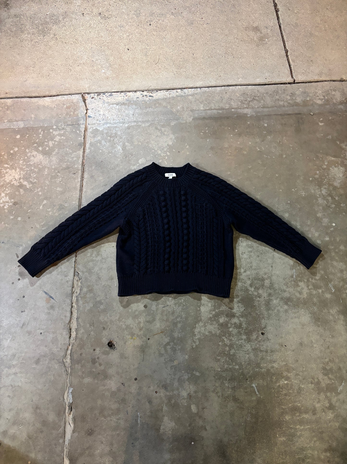 COS Navy Cableknit Sweater - Fits Size M