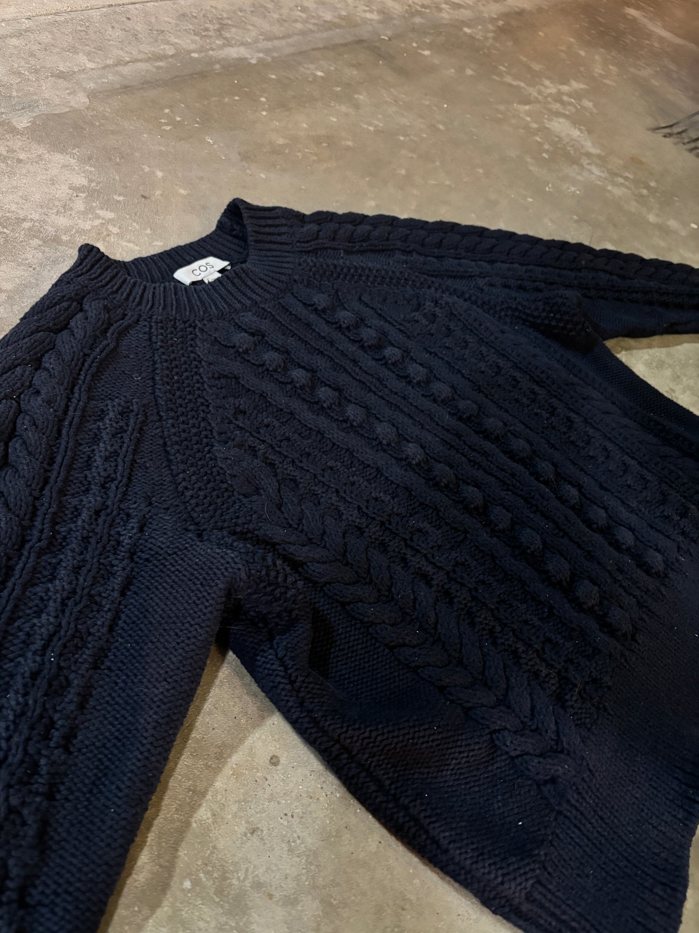 COS Navy Cableknit Sweater - Fits Size M