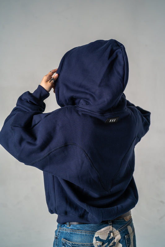 Navy Oversized Zip-Up Hoodie