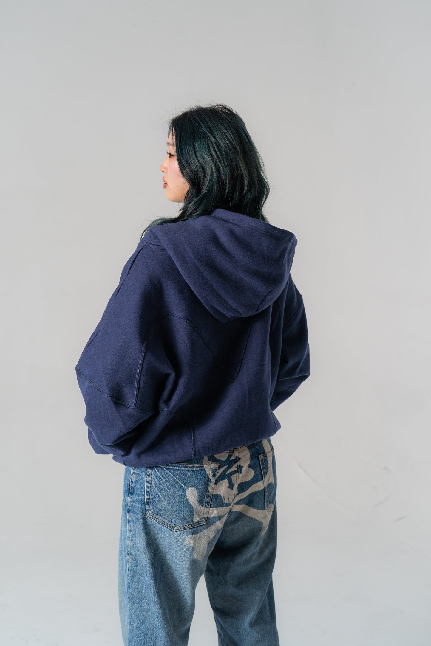 Navy Oversized Zip-Up Hoodie
