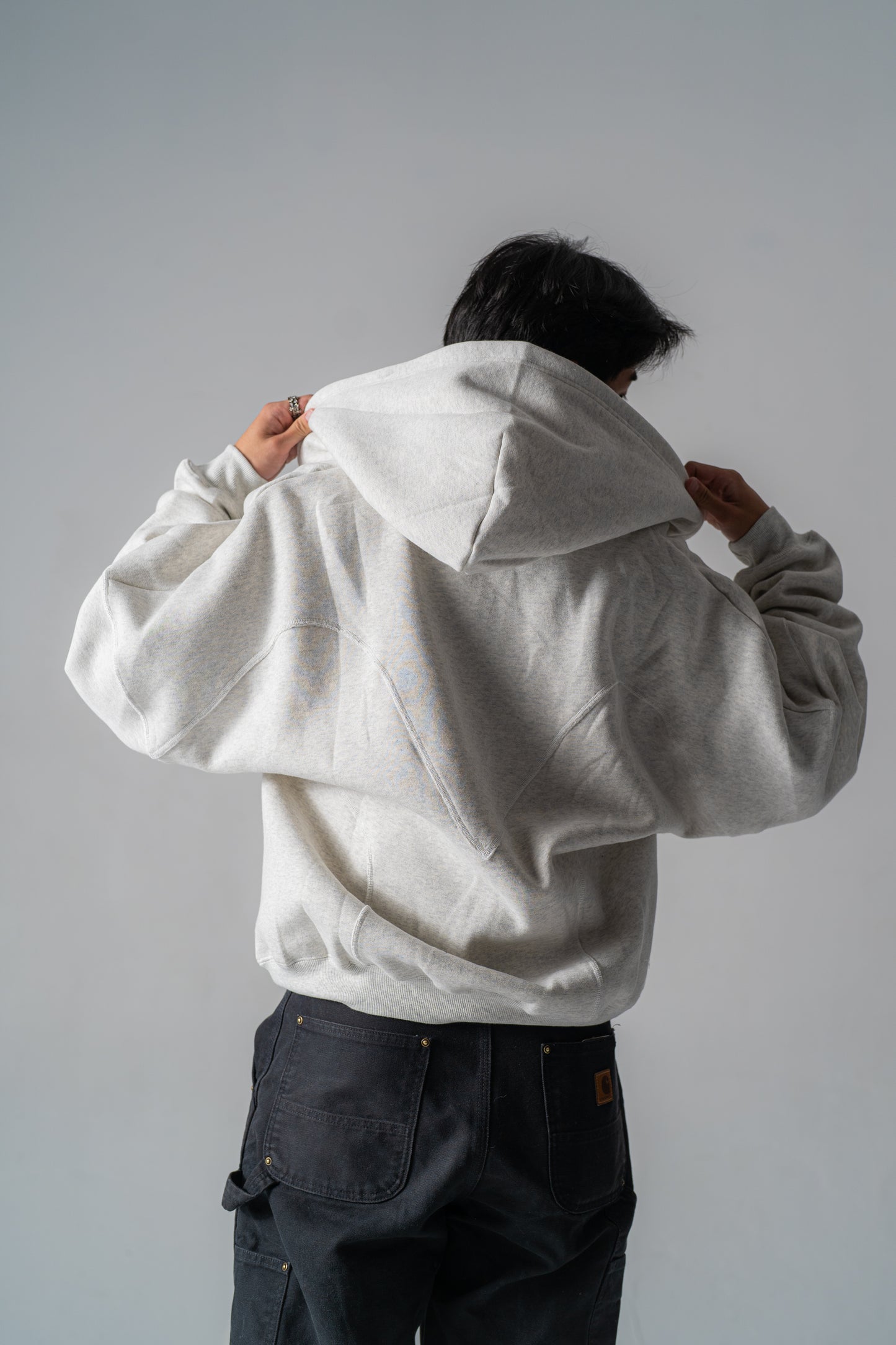 White Oversized Zip-Up Hoodie