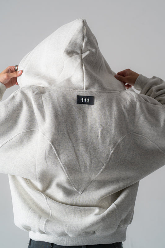 White Oversized Zip-Up Hoodie