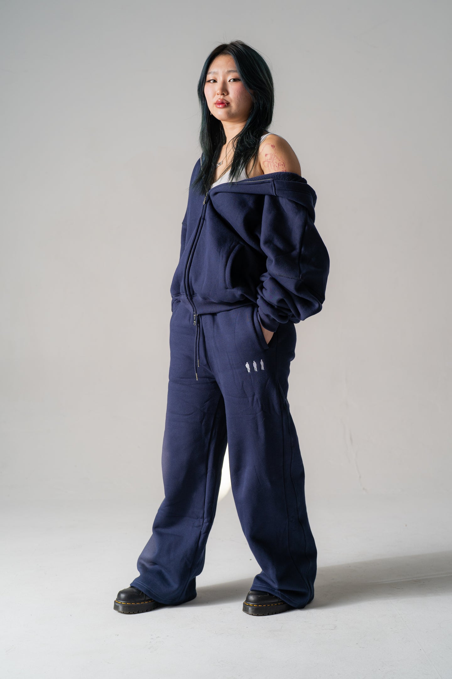 Navy Wide-Leg Sweatpants