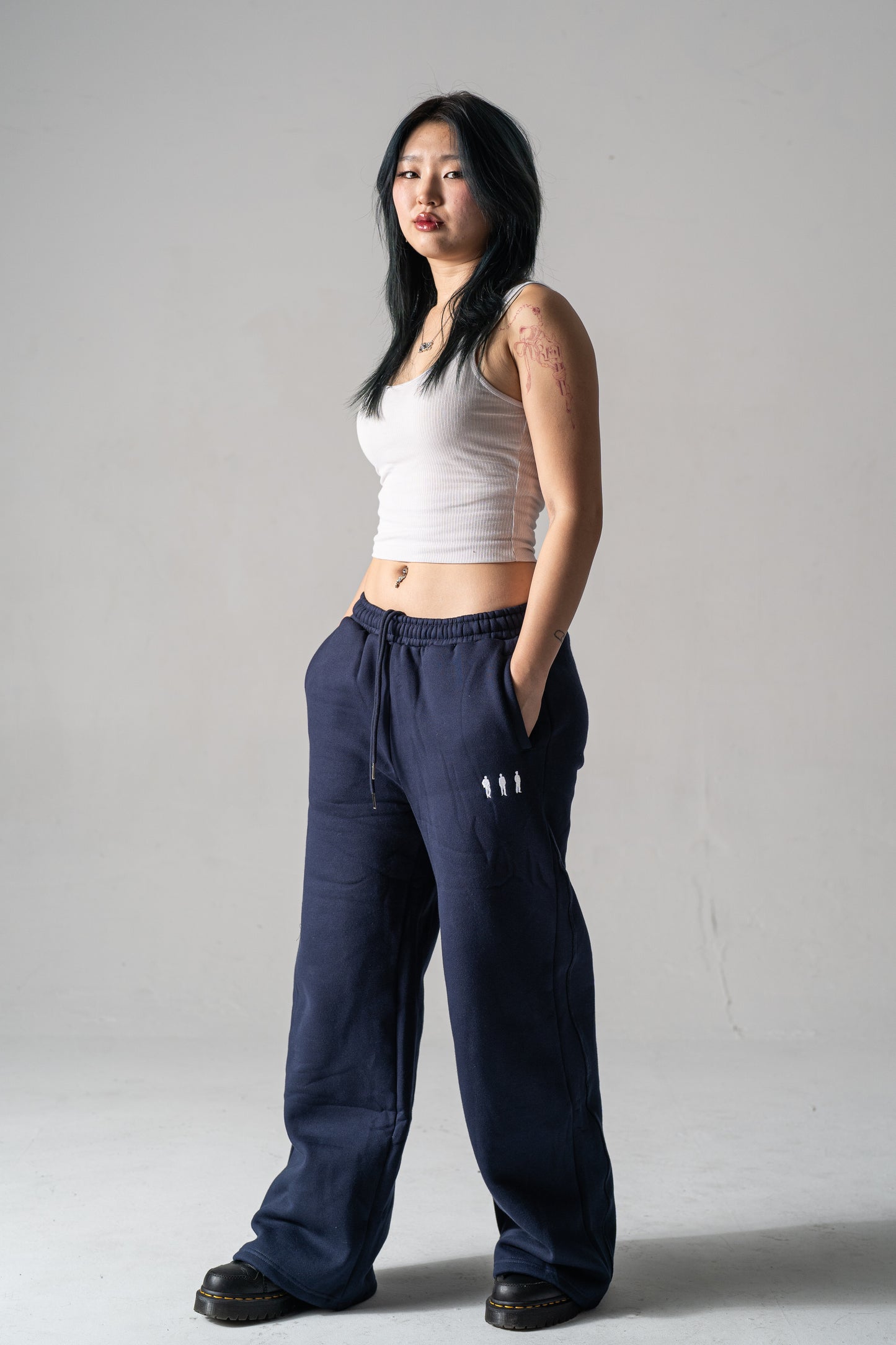 Navy Wide-Leg Sweatpants