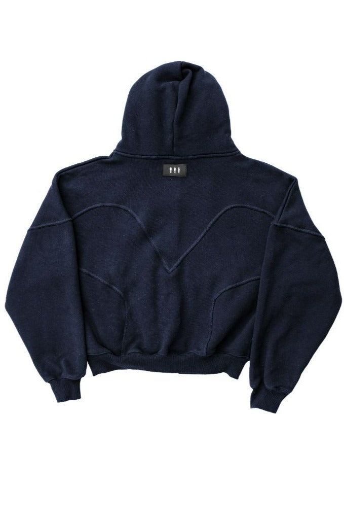 Oversized Zip Up Hoodie Dark Blue S