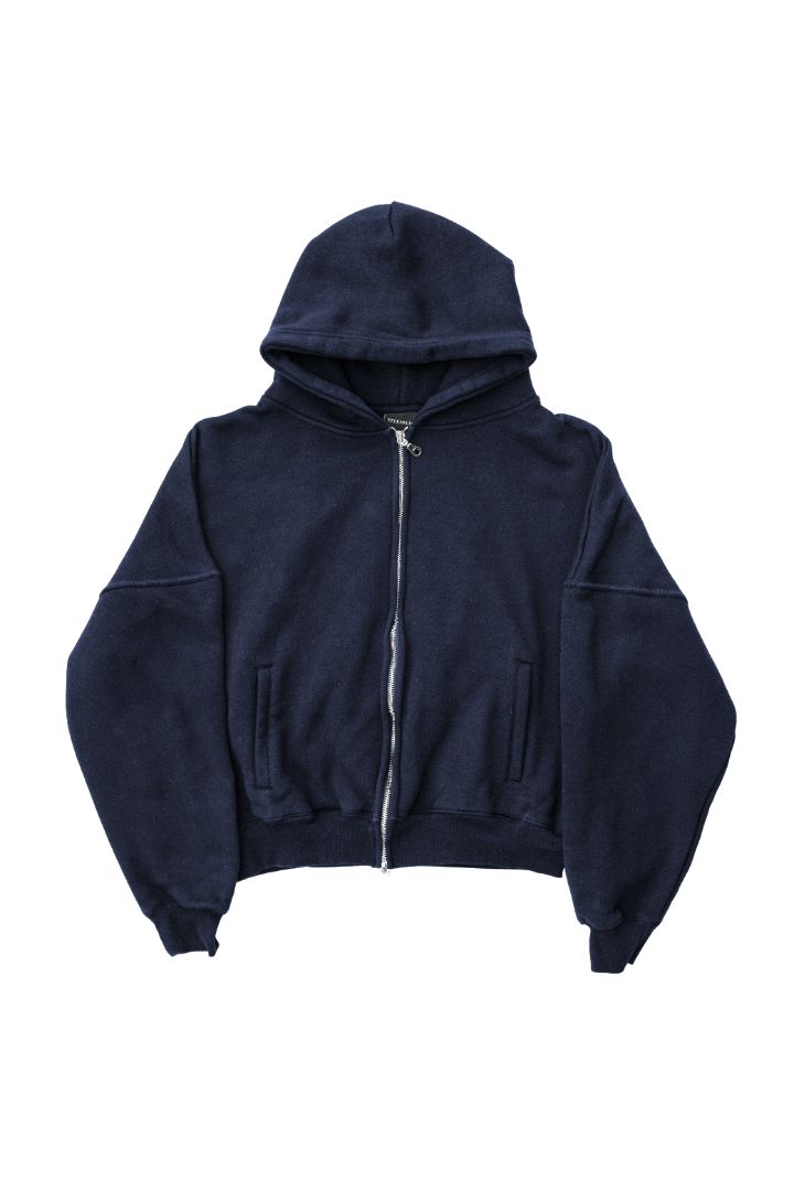 Navy Oversized Zip-Up Hoodie