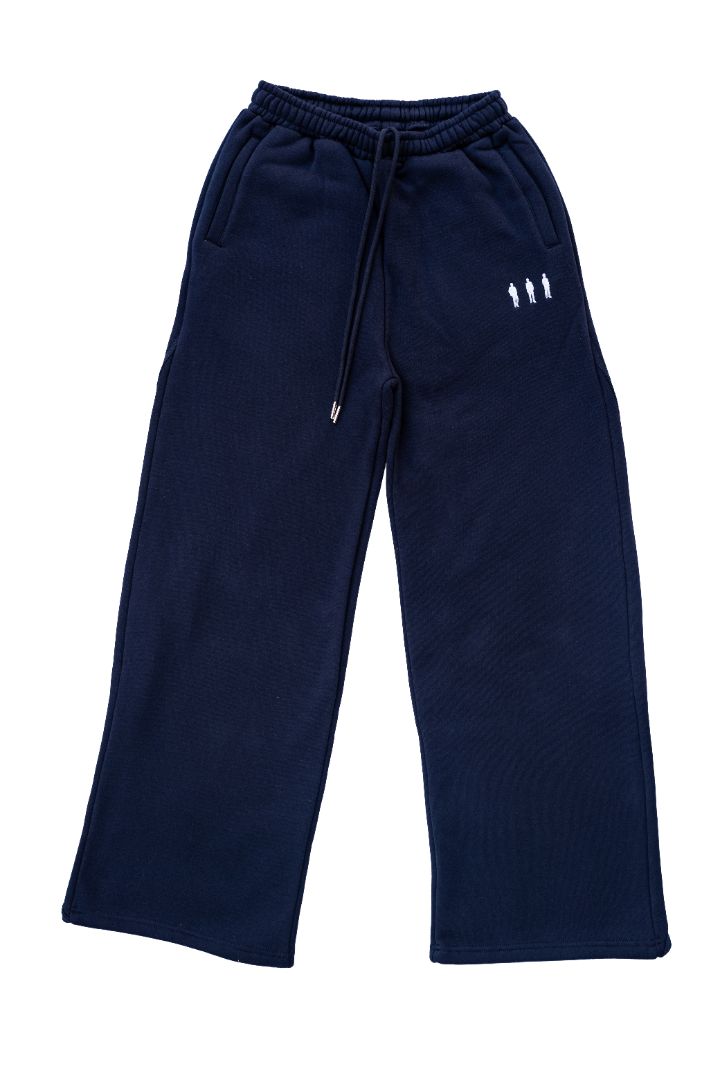 Navy Wide-Leg Sweatpants