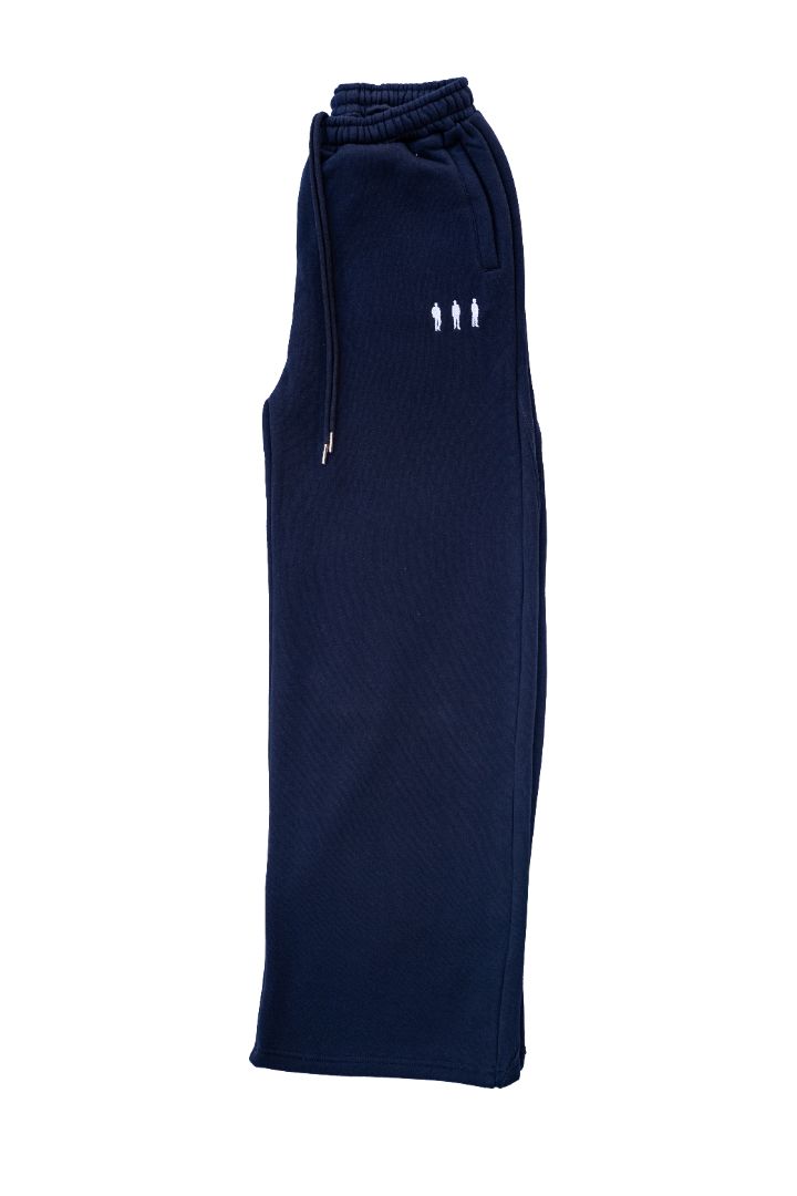 Navy Wide-Leg Sweatpants