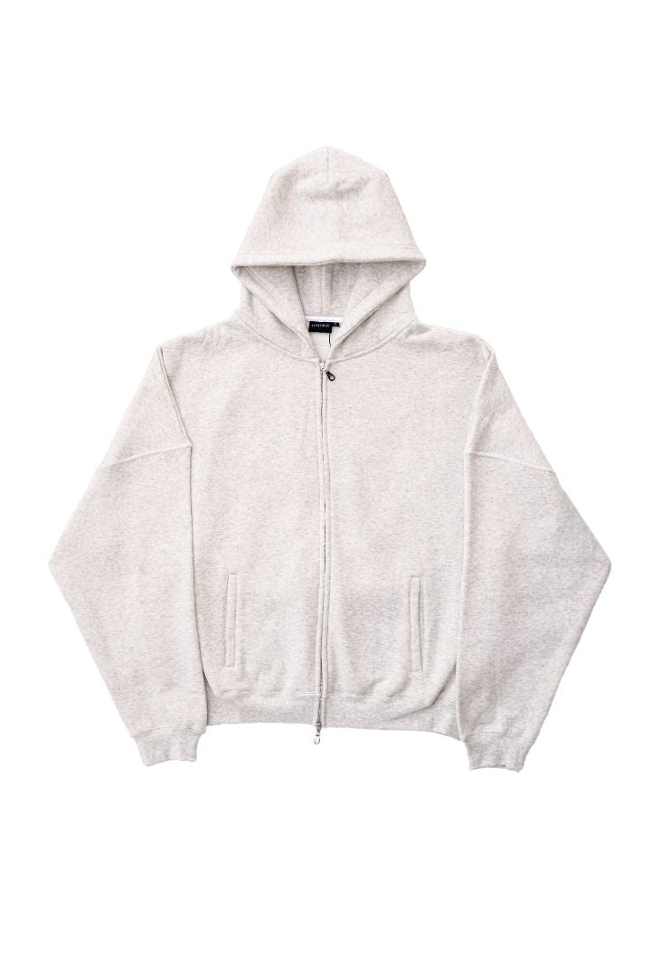 White Oversized Zip-Up Hoodie